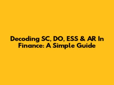 Decoding SC, DO, ESS & AR In Finance: A Simple Guide