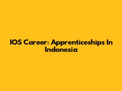 IOS Career: Apprenticeships In Indonesia