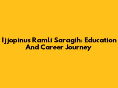 Ijjopinus Ramli Saragih: Education And Career Journey