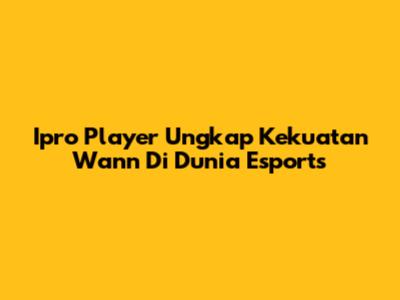 Ipro Player Ungkap Kekuatan Wann Di Dunia Esports
