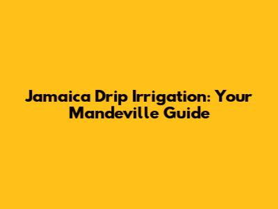 Jamaica Drip Irrigation: Your Mandeville Guide