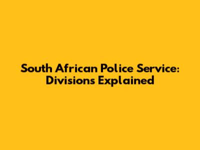 South African Police Service: Divisions Explained