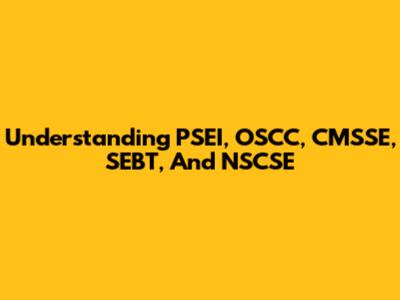 Understanding PSEI, OSCC, CMSSE, SEBT, And NSCSE